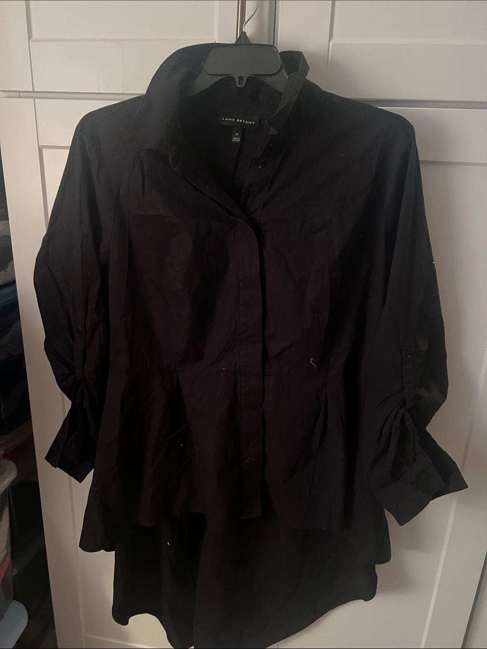 Lane Bryant Black Button-Front Tunic Shirt